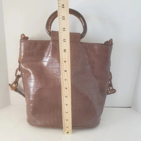 Studio 33 Looking Snatched  Brown Croc Embossed Bucket Bag. - Picture 9 of 9